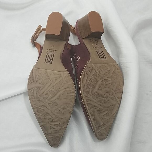 Sundance Minette Embroidered Leather Slingback 37 - Picture 8 of 9